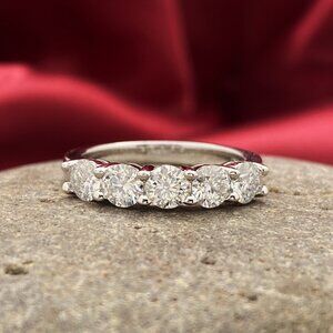 NEW Certified 1.5 ct. t.w. 4mm Moissanite 5 Stone Half Eternity Band Ring